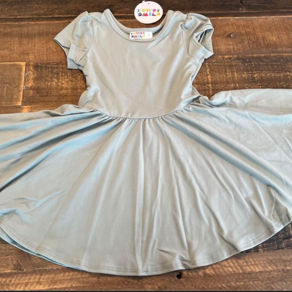 Dot Dot Smile size 2T sage green soft Cap sleeve twirl dress new